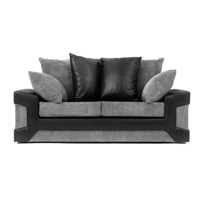 DENZEL Jumbo Cord Fabric 3 Seater Sofa - Black and Grey