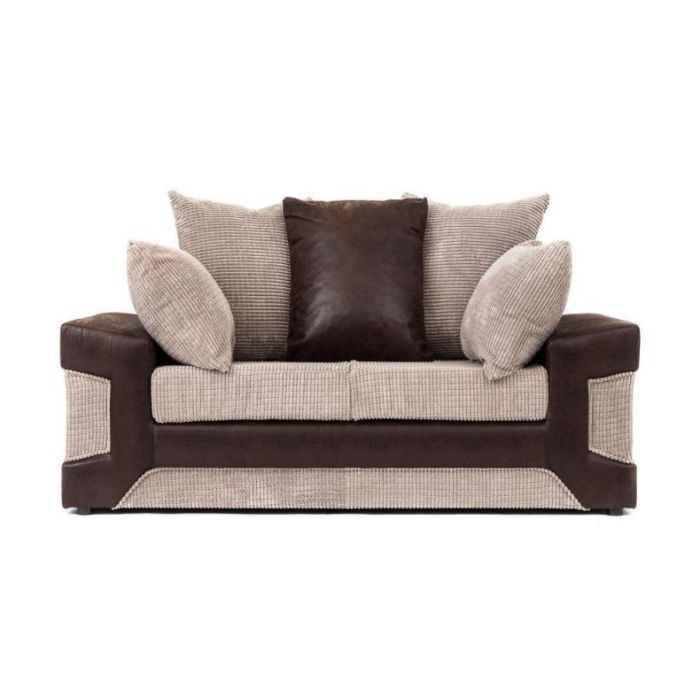 DENZEL Jumbo Cord Fabric 2 Seater Sofa - Brown and Beige