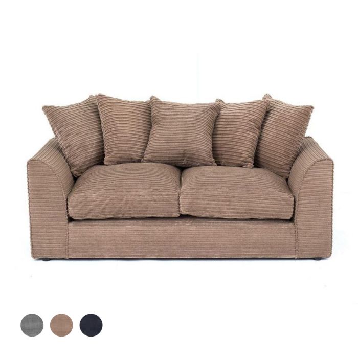 Porto Jumbo Cord 3 Seater Sofa - Brown