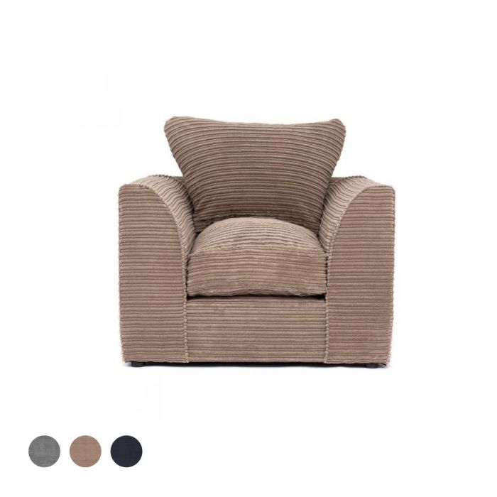 Porto Jumbo Cord Armchair - Brown