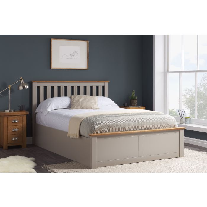 Phoenix Wooden Ottoman Storage Grey Bed - Small Double 4ft