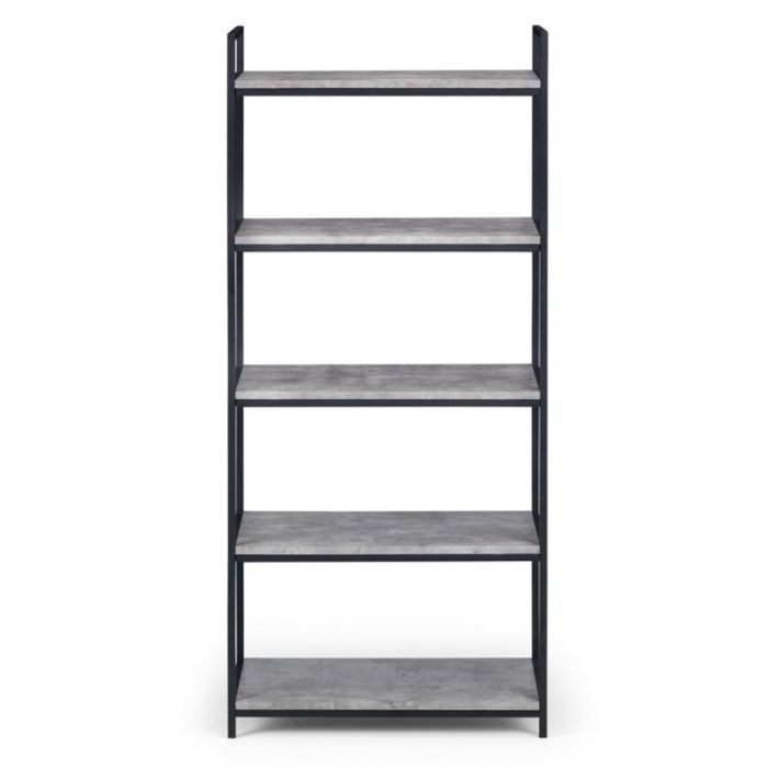 Staten Black Metal Frame Bookcase - Concrete