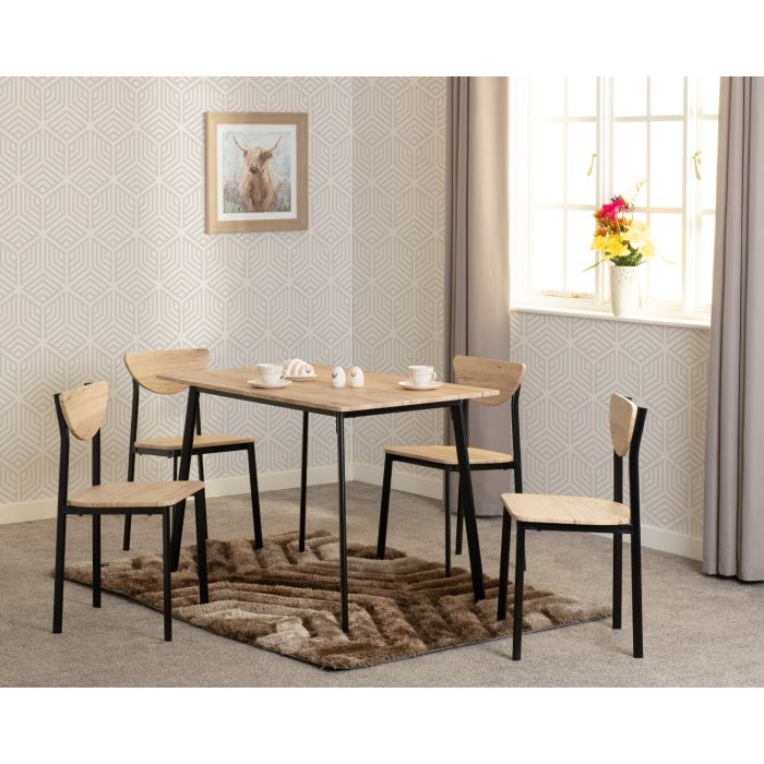 Riley Large Dining Set - Black Light Oak Effect Veneer