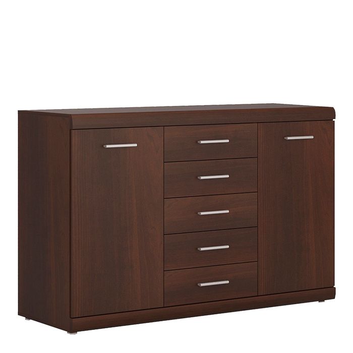Imperial 2 Door 5 Drawer Sideboard - Dark Mahogany Melamine