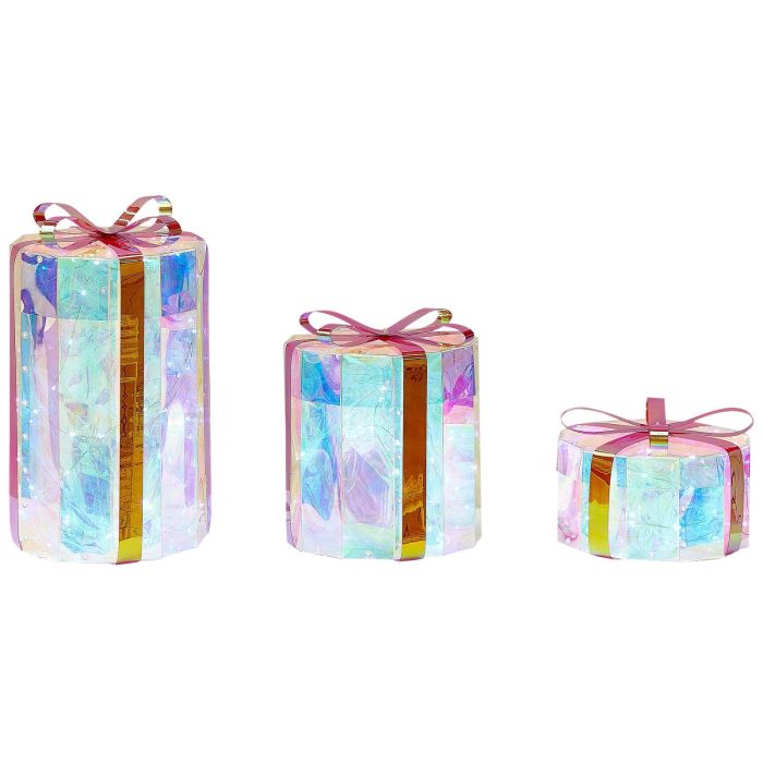 Frosty Glow Set of 3 LED Outdoor Christmas Gifts 30 cm - Multicolour