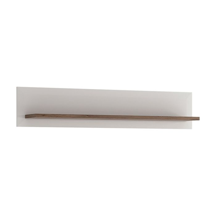 Toronto 125cm Wall shelf - White High Gloss with San Remo Oak inset