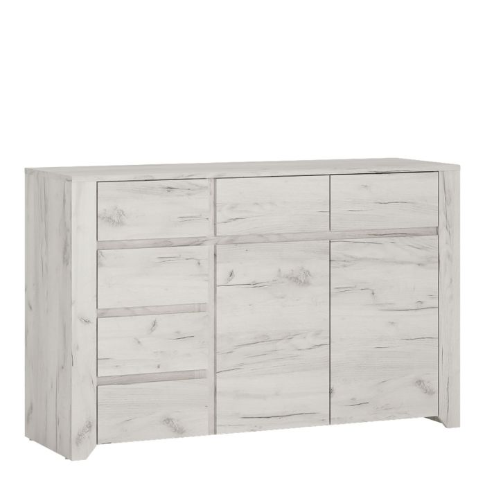 Angel 2 Door 3+3 Drawer Wide Chest - White Craft Oak