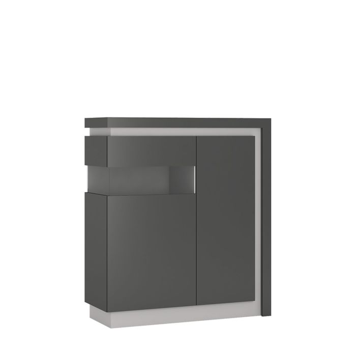 Lyon 2 door designer cabinet (LH) (including LED lighting) - Platinum/light grey gloss