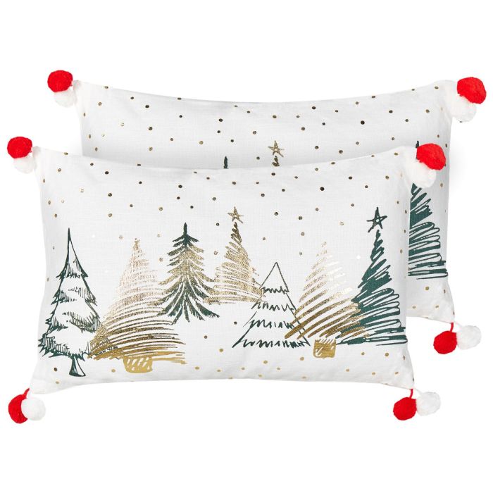 Jingleberry Cotton Cushions Christmas Tree Pattern 30 x 50 cm - White