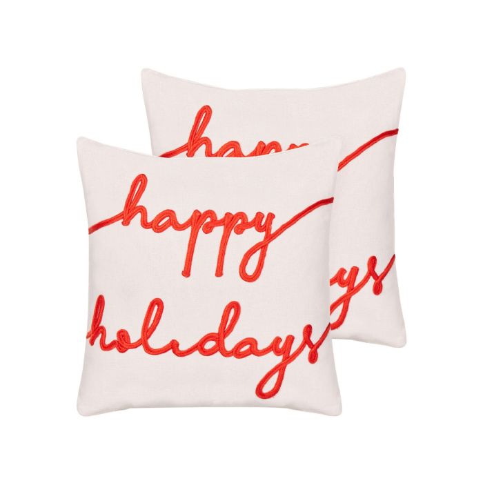 Noelnight Set of 2 Velvet Cushions Christmas Motif 45 x 45 cm - White