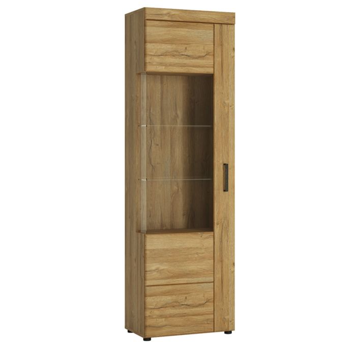 Cortina Tall glazed display cabinet (LH) - Grandson Oak