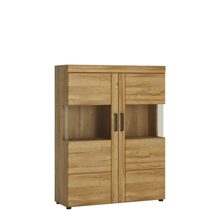 Cortina Low wide 2 door display cabinet - Grandson Oak