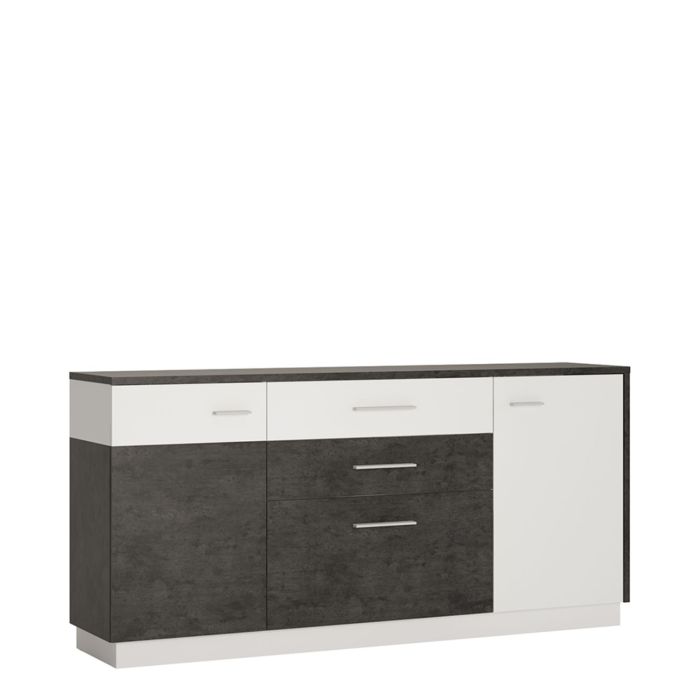 Zingaro 2 door 2 drawer 1 compartment sideboard - Slate Grey and Alpine White