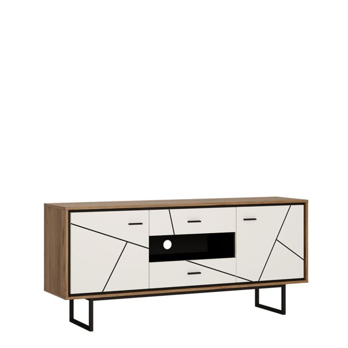 Brolo 2 door 2 drawer TV unit - White, Black, and dark wood