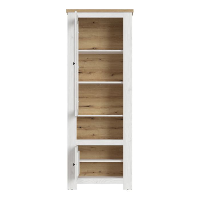 Display Cabinet - CELESTO Cabinet 2x LED Lights White and Oak 74.4cm