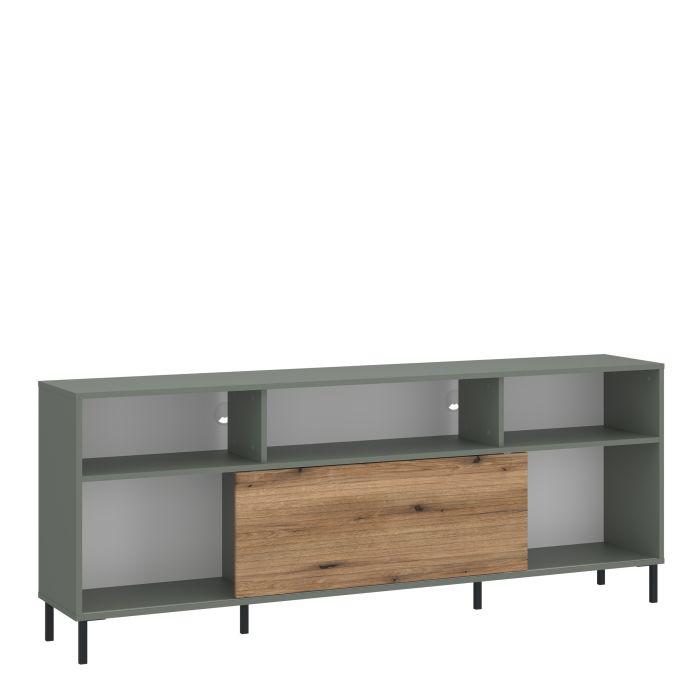TV Stand - DARWIN 1 Door Media Unit Green and Oak 73cm