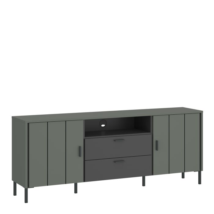 TV Stand - ARUNDEL 2 Door 2 Drawer Media Unit Green and Grey 158.2cm