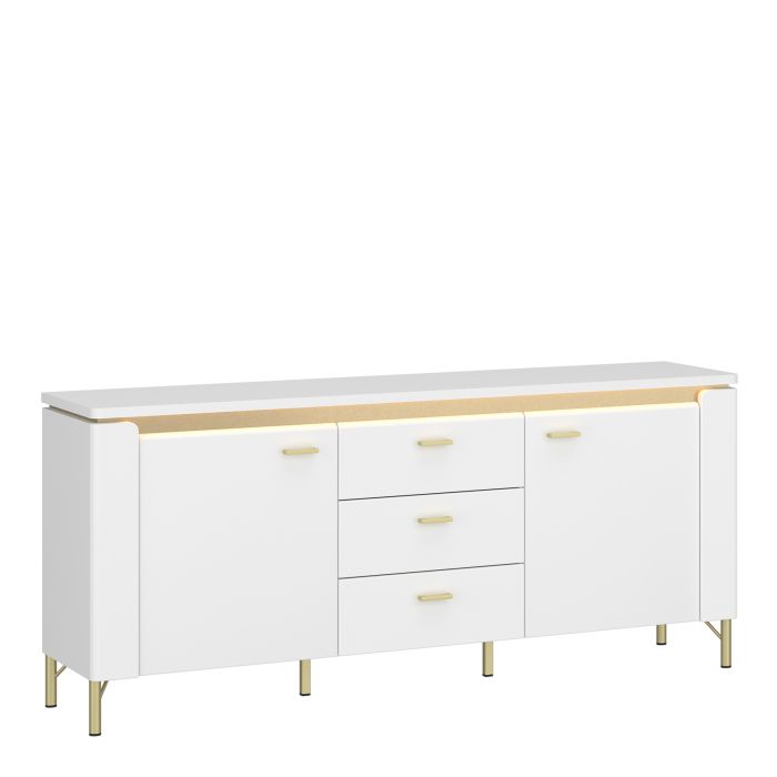 TV Stand - LAZIO 2 Door 3 Drawer Media Unit Alpine White and White Gloss 155.3cm