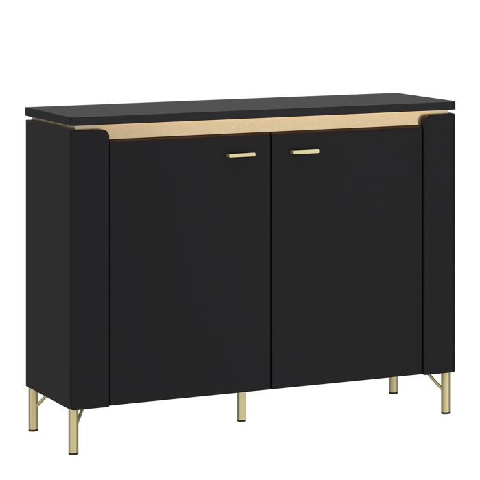 Sideboard - GENOA 2 Door Sideboard Black Matt and Gold 110.4cm