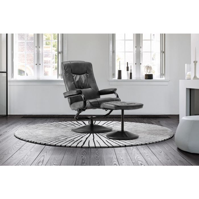 Birlea Memphis Metal Swivel Chair with Footstool - Black