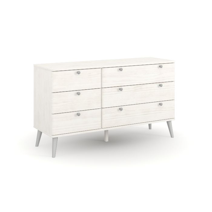 White Chest of Drawers - SHEESHAM Large Chest 3 Drawers Double Chest