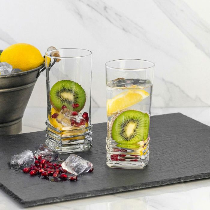 12 Pcs Ridged Tumbler Highball Glass Set