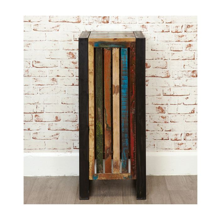 Laura Urban Edge Tall Slatted Lamp Table - Natural Wood