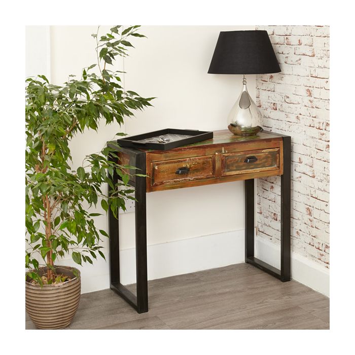 Laura Chic Reclaimed Wood 2 Drawer Console Table