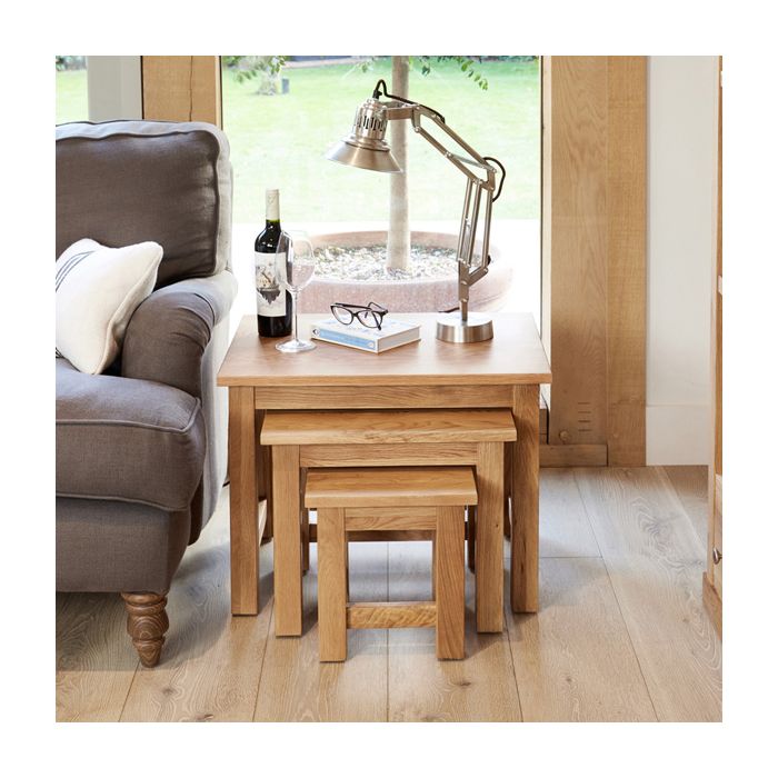 Harriet Contemporary Three Nest of Tables - Oak