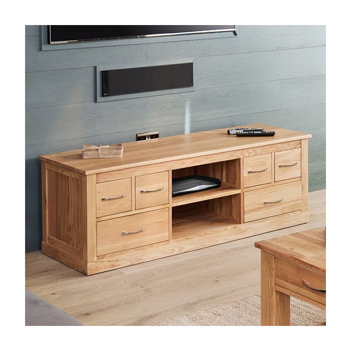 Harriet Contemporary Widescreen Oak TV Cabinet with Drawer and Shelves