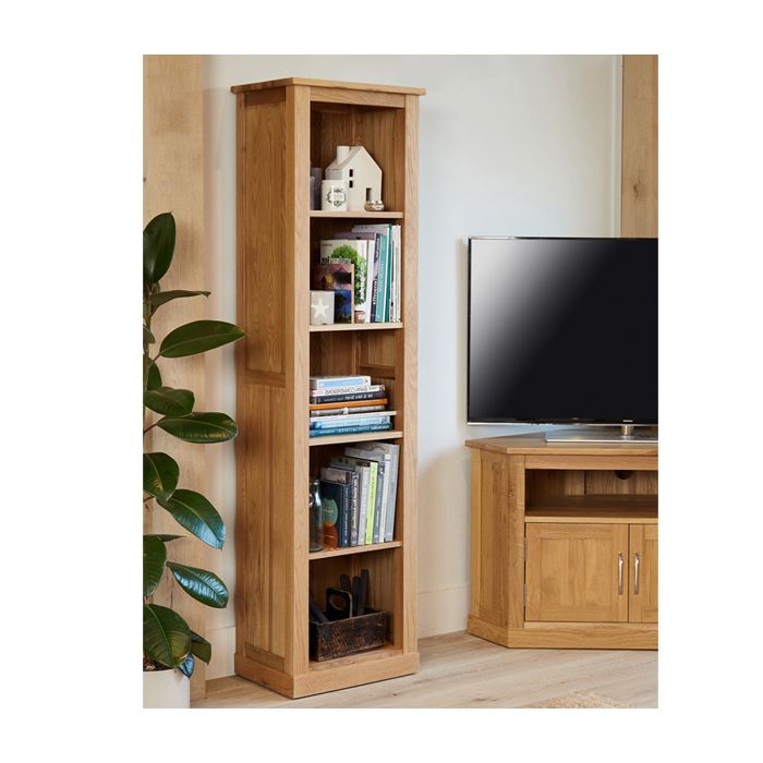 Harriet Tall Narrow Contemporary Bookcase - Oak