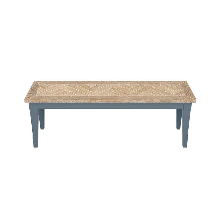 Ransley Oak Parquet Top 150cm Dining Bench - Blue