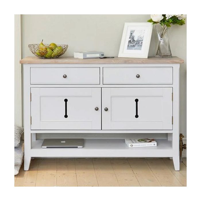 Ransley 2 Door Low Sideboard with 2 Drawers and Open Shelf - Grey