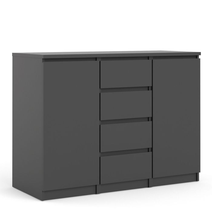 Naia Sideboard - 4 Drawers 2 Doors in Black Matt - Black Matt