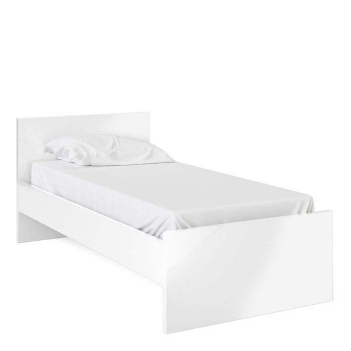 Naia Single Bed 3ft (90 x 190) in White High Gloss - White High Gloss