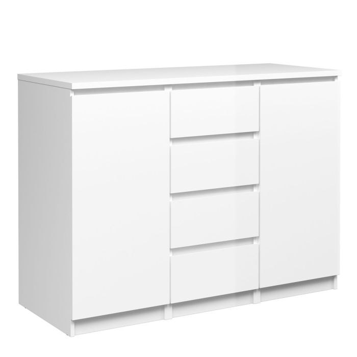 Naia Sideboard - 4 Drawers 2 Doors in White High Gloss - White High Gloss
