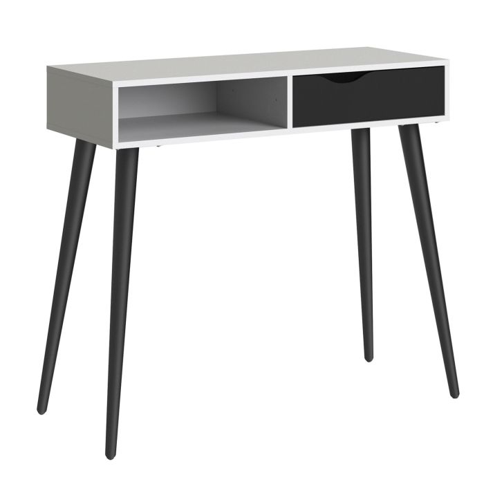Oslo Console Table 1 Drawer 1 Shelf in White and Black Matt - White and Black Matt
