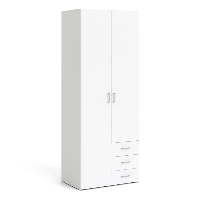 Space Wardrobe - 2 Doors 3 Drawers in White