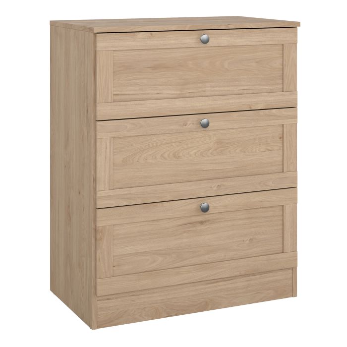 MANFRED Oak Finish Chest of Drawers - Medium-sized, 3 Drawers