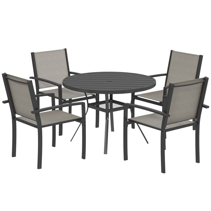 SUNVISTA 5 Piece Garden Furniture Set Garden Dining Set Dark Grey