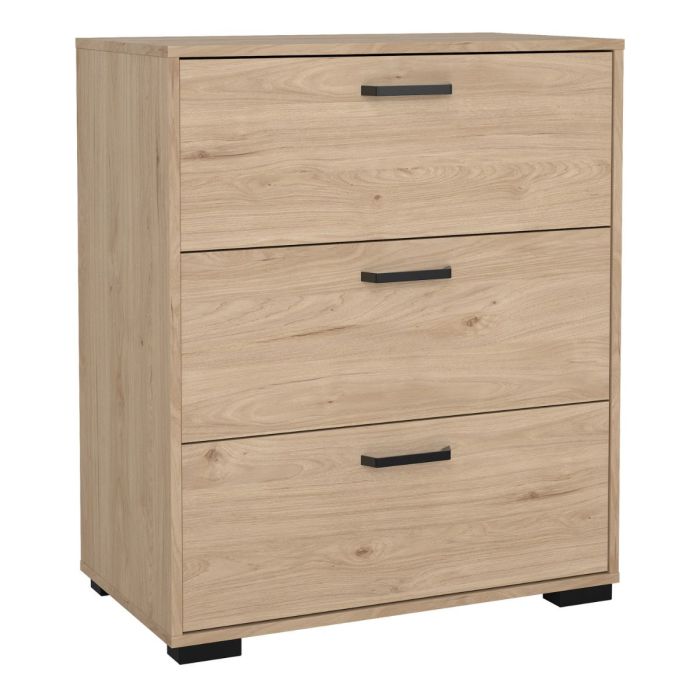 SOFI Oak Finish Chest of Drawers - Medium-sized, 3 Drawers