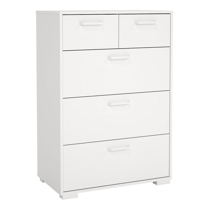 SOFI White Chest of Drawers - Medium-sized, 5 Drawers