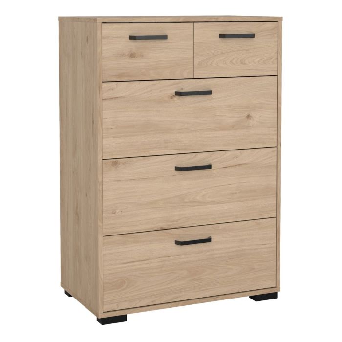 SOFI Oak Finish Chest of Drawers - Medium-sized, 5 Drawers
