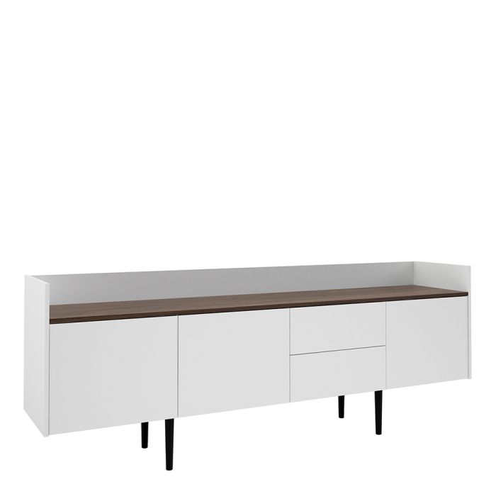 Unit Sideboard 2 Drawers 3 Doors in White and Walnut - White and Walnut