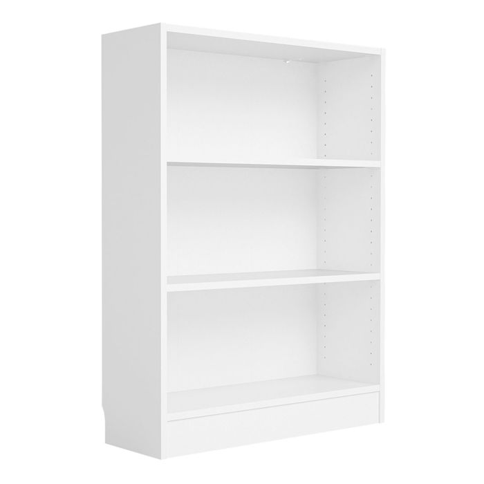 Basic Low Wide Bookcase (2 Shelves) in White - White