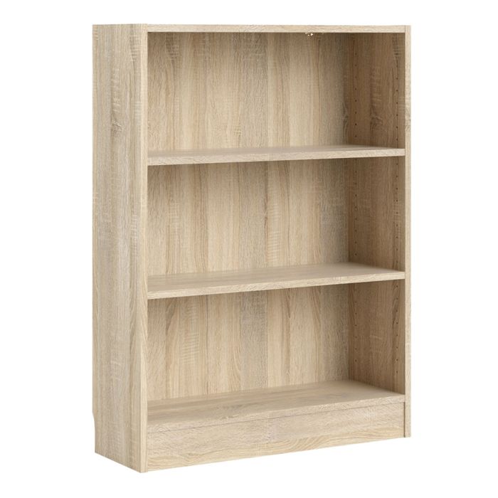 Basic Low Wide Bookcase (2 Shelves) in Oak - Oak