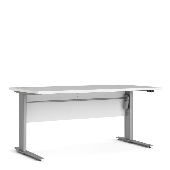 Prima Desk 150 cm in White with Height adjustable legs with electric control in Silver grey steel - White/Steel Finish