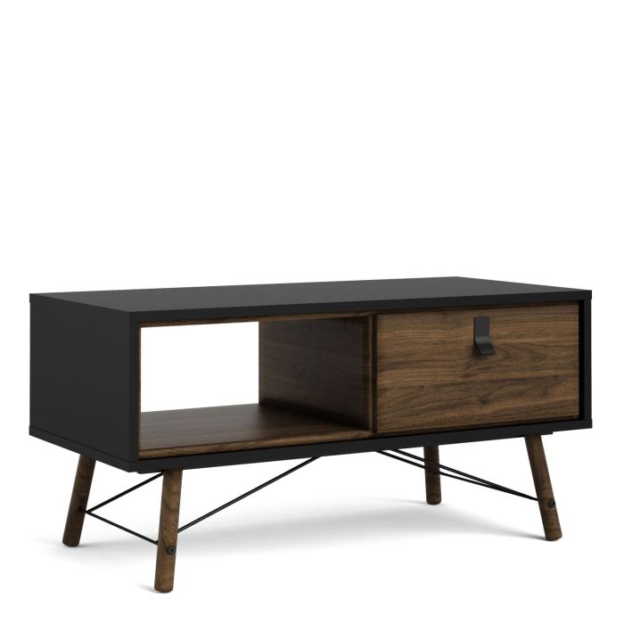 Ry Coffee table with 1 drawer - Matt Black Walnut
