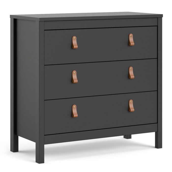 Barcelona Chest 3 Drawers in Matt Black - Matt Black