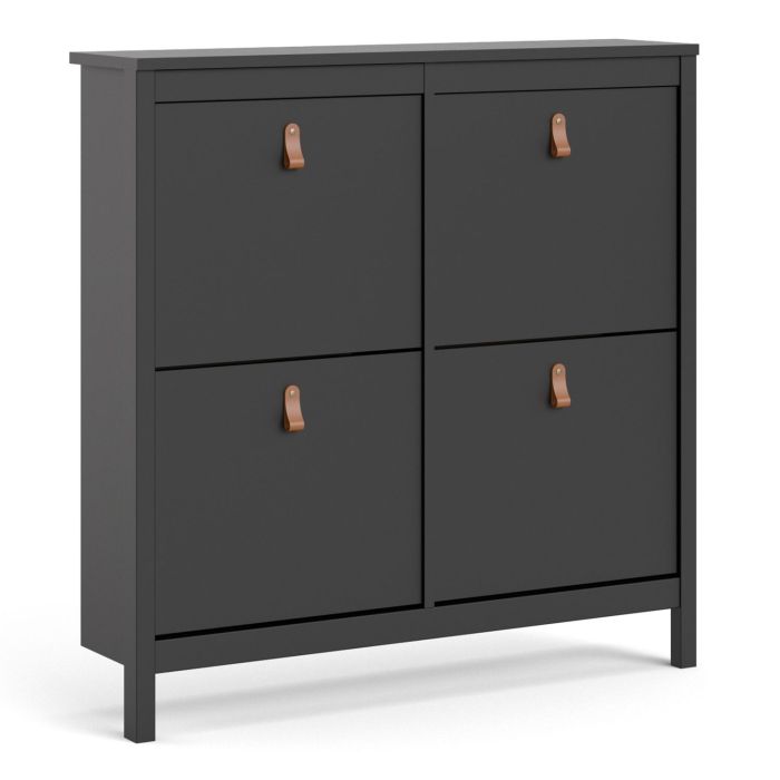 Barcelona Shoe cabinet 4 compartments in Matt Black - Matt Black